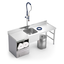 Vorspültisch mit Abfallschacht Becken links | 2000 mm x 700 mm H 850 mm Produktbild 1 S