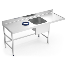 Vorspültisch mit Abfallschacht Becken rechts | 2000 mm x 700 mm H 850 mm Produktbild