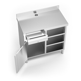 Kaffeestation aus Edelstahl | 1070 mm x 600 mm H 1040 mm Produktbild 1 S
