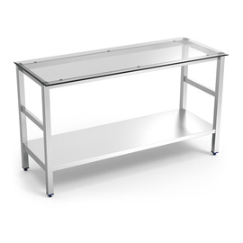Edelstahltisch Edelstahl mit Glasplatte | Grundboden | 1000 mm x 600 mm H 860 mm Produktbild