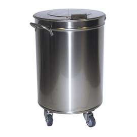 Edelstahl-Abfalleimer mit Deckel auf Rollen, 50 ltr Produktbild