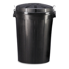 Abfallbehälter mit Deckel, Kunststoff, schwarz, 70 ltr, ø  495 x H 570 mm Produktbild
