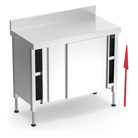 Arbeitstisch höhenverstellbar mit 2 Schiebetüren mit PE-Arbeitsplatte | 1000 mm x 500 mm H 760 - 960 mm Produktbild 2 S