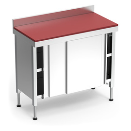 Arbeitstisch höhenverstellbar mit 2 Schiebetüren mit PE-Arbeitsplatte | 1000 mm x 500 mm H 760 - 960 mm Produktbild