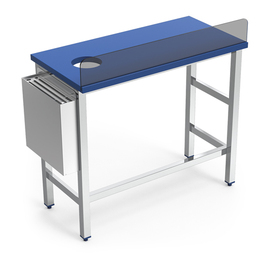 Fischzubereitungstisch mit Abwurfschacht | PE-Arbeitsplatte | Aufkantung | 1000 mm x 500 mm H 850 mm Produktbild 1 S
