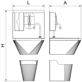 Automatisches, batteriebetriebenes Handwaschbecken, Wandmontage, mit Papierkorb Produktbild 2 S