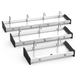 Doppelwaschbecken oder Waschrinnefürs Gewerbe mit Knieventil- 2 Wasserhähne Produktbild