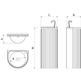 Handwaschbecken in Säulenform mit elektronischer Armatur Produktbild 2 S