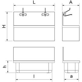 Chirurgisches Doppelwaschbecken mit elektronischen Armaturen Produktbild 2 S