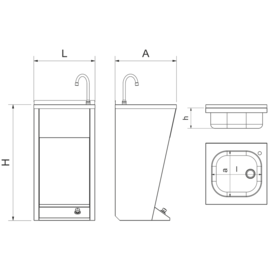 Freistehendes, zugängliches Handwaschbecken Serie Black Produktbild 2 S