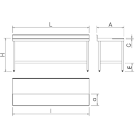 Vorbereitungstisch mit Aufkantung | Arbeitsplatte PE weiß | 1000 x 600 x H 850 mm Produktbild 2 S