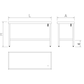Arbeitstisch mit Grundboden | Rand | Abflussöffnung | 1000 mm x 600 mm H 850 mm Produktbild 2 S