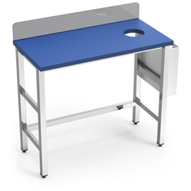 Fischzubereitungstisch mit Abwurfschacht | PE-Arbeitsplatte | Aufkantung | 1000 mm x 500 mm H 850 mm Produktbild
