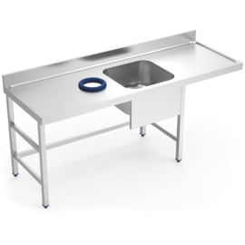 Vorspültisch mit Abfallschacht Becken rechts | 2000 mm x 700 mm H 850 mm Produktbild