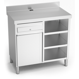 Kaffeestation aus Edelstahl | 1070 mm x 600 mm H 1040 mm Produktbild