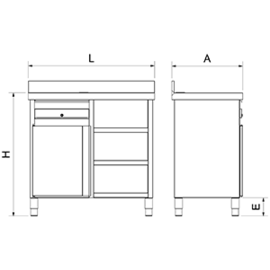 Kaffeestation aus Edelstahl | 1570 mm x 600 mm H 1040 mm Produktbild 2 S