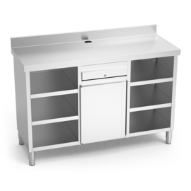 Kaffeestation aus Edelstahl | 1570 mm x 600 mm H 1040 mm Produktbild