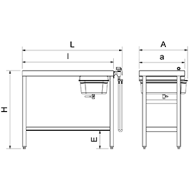 Meeresfrüchtezubereitungstisch 1095 x 1000 x H 850 mm Produktbild 2 S