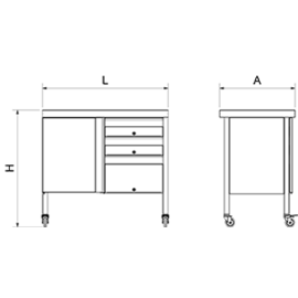 Servicestation aus Edelstahl fahrbar | 1000 mm x 600 mm H 930 mm Produktbild 2 S