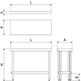 Arbeitstisch Edelstahl klappbar mit Grundboden | 1100 mm x 400 mm H 860 mm Produktbild 2 S