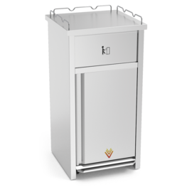 Abfallcontainer mit Tablettablage | Fußpedal | 625 mm x 600 mm H 1255 mm Produktbild