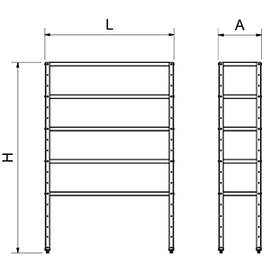 Grundregal aus Edelstahl mit 5 Ablageböden 0,8 mm 800x500x1750 mm Produktbild 2 S