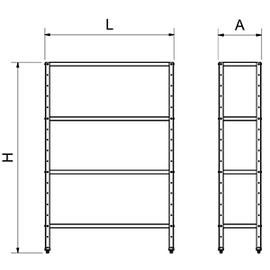 Grundregal aus Edelstahl mit 4 Ablageböden (0,8 mm) 800x500x1750 mm Produktbild 2 S