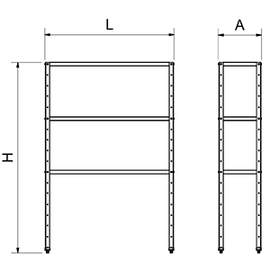 Grundregal aus Edelstahl mit 3 Ablageböden (0,8 mm) 800x400x1750 mm Produktbild 2 S