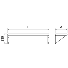 Wandregal aus Edelstahl mit geraden Zwickeln 800 x 500 mm Produktbild 2 S