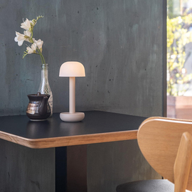 LED-Akku-Tischleuchte TWO beige | PC frosted H 212 mm Produktbild 1 S