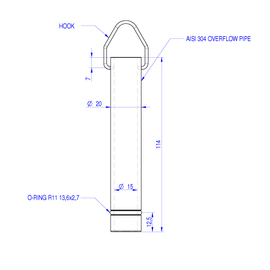 Überlaufrohr mit Henkel für Spülen, Ø 200 mm, Länge 114 mm Produktbild 1 S