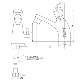 Waschtischbatterie Basic selbstschließend Ausladung 110 mm H 124 mm Produktbild 1 S