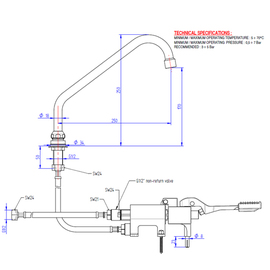 Armatur mit Fußpedal Ausladung 250 mm Produktbild 1 S