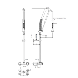 Geschirrspülbrause Zweiloch Wandarmatur | Aquastop | Zweigriffmischer Produktbild 1 S