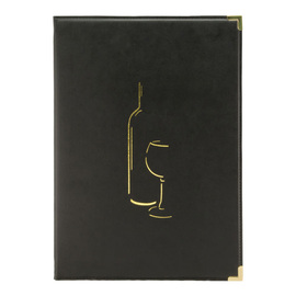 Weinkarte CLASSIC DIN A4 Lederoptik schwarz mit Weinsymbol inkl. Einlage Produktbild