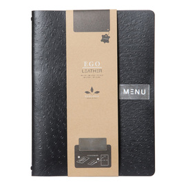 Speisekarte EGO DIN A4 Leder schwarz mit Aufschrift "MENU" inkl. Einlage Produktbild 3 S