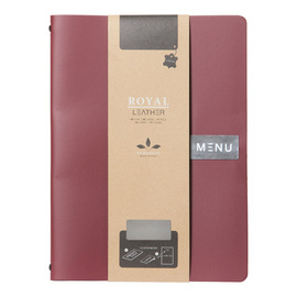 Speisekarte ROYAL DIN A4 Leder rot mit Aufschrift "MENU" inkl. Einlage Produktbild 2 S