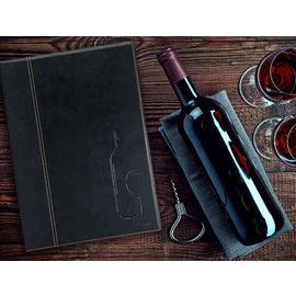 Weinkarte TRENDY Lederoptik DIN A4 schwarz mit Weinsymbol inkl. Einlage Produktbild 1 S
