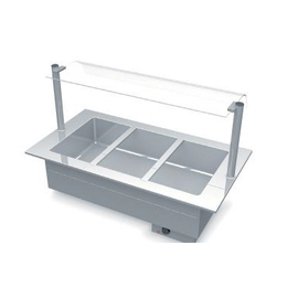 Bain-Marie Einbaugerät mit Hustenschutz | 1 Becken passend für 2 x GN 1/1 - 200 mm Produktbild