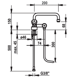 Thekenarmatur zweileitig Zweigriffmischer Niederdruck A 200 mm Produktbild 1 S