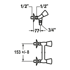 Zweigriffmischer GASTRO Wandarmatur A 77 mm für Schlauchanschluss 3/4" Produktbild 1 S