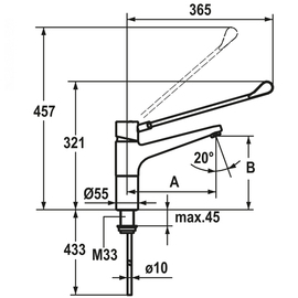 Armhebelmischer GASTRO Einloch Ausladung 150 mm | Auslaufhöhe 162 mm Produktbild 1 S