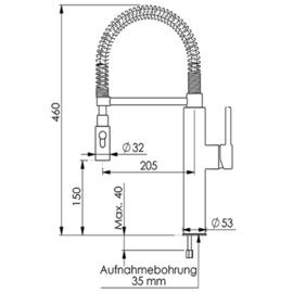 Geschirrbrause 3/8" Hebelmischer | Niederdruck A 205 mm Produktbild 1 S