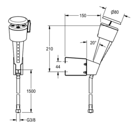 Augendusche G 3/8" mit Schlauch | Halter Produktbild 1 S