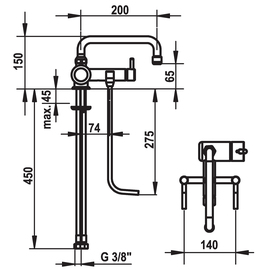 Thekenarmatur zweileitig Hebelmischer A 200 mm Produktbild 1 S