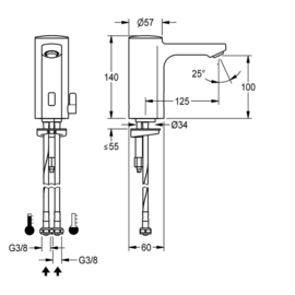 Sensormischbatterie F5E-MIX Standarmatur batteriebetrieben Produktbild 1 S