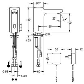 Sensormischbatterie F5E-MIX Standarmatur Netzbetrieb Produktbild 1 S