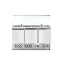 Kühltisch | dreitürig mit Glasdisplay 380L | 230V/310W | 1390x702x(H)1330mm Produktbild
