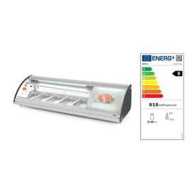 Sushi-Vitrine 5x GN 1/3 | 230V/160W | 1307x445x(H)327mm Produktbild 2 L